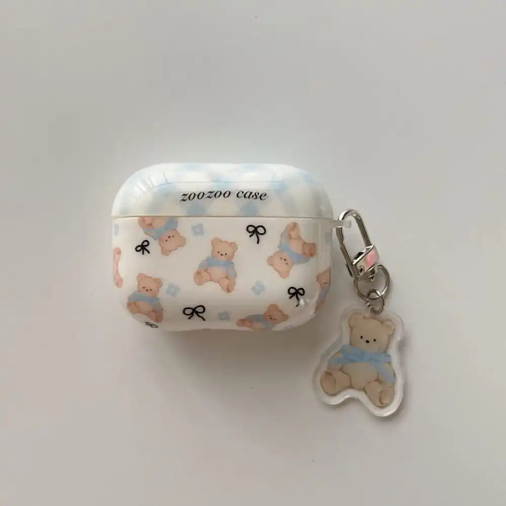 Hot Cute Cartoon Bear Earphone Protective Case for AirPods 1 2 3 4 Pro 2rd Soft Anti-fall Protect Cover with Lovely Pendant