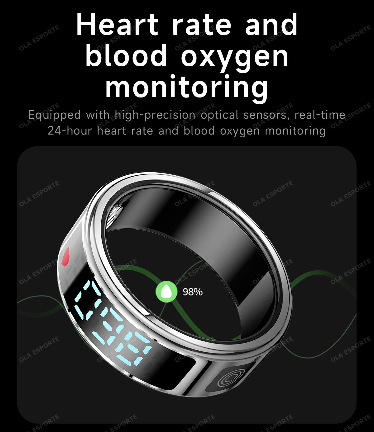 Smart Ring For Men Women Heart Rate Blood Oxygen Monitoring Multi Sports Modes 5ATM & IP68 Waterproof smartring For Android IOS