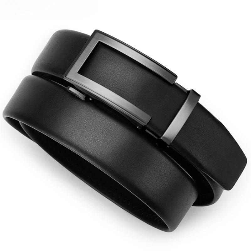 Fashion Men Genuine Leather Belt Automatic Buckle Adjustable Ratchet Belt Jeans Belt Formal Belt