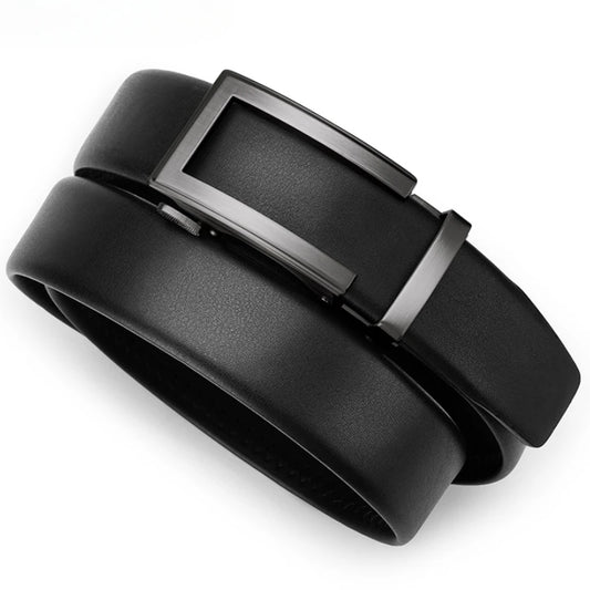Fashion Men Genuine Leather Belt Automatic Buckle Adjustable Ratchet Belt Jeans Belt Formal Belt