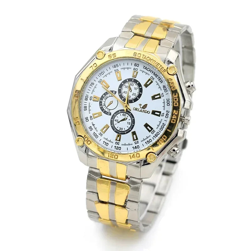 Men Watches Quartz Silver-gold Stainless Steel Wristwatch Male Clock Classic Dress Business Pilot Luxury Automatic Watch