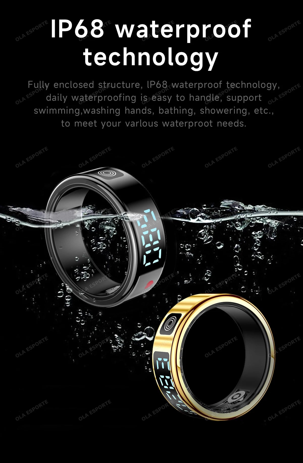 Smart Ring For Men Women Heart Rate Blood Oxygen Monitoring Multi Sports Modes 5ATM & IP68 Waterproof smartring For Android IOS