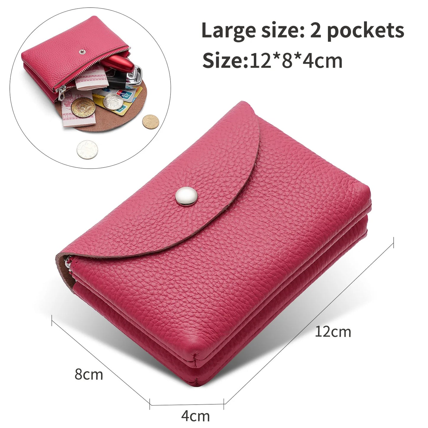 Genuine Leather Short Coin Wallets Card Holder Bag Case Portable Retro Cowhide Small Money Purse For Men Women Earphone Pouch