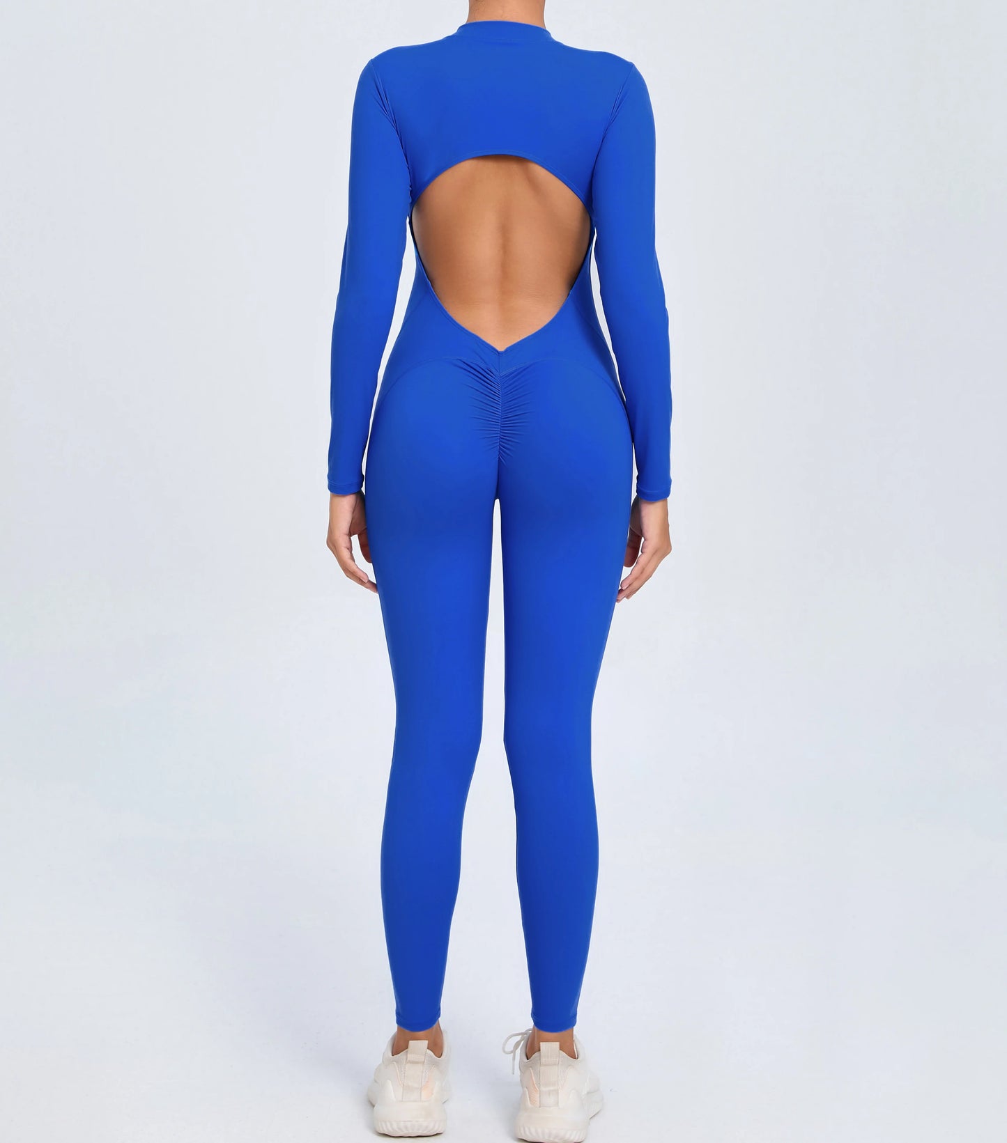 Women Sportwear Yoga Jumpsuit Zip Long Sleeve Back Open Outfit Fitness Tracksuit Tight One-piece Gym Overalls Sports Bodysuit