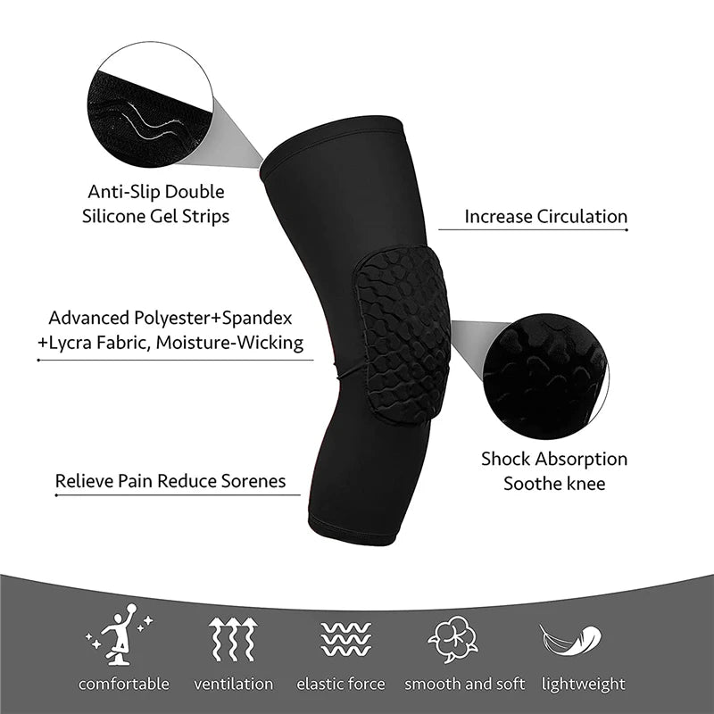 Basketball Knee Pads Protector Compression Sleeve Honeycomb Foam Brace Anti-collision Kneepad Fitness Gear Volleyball Support