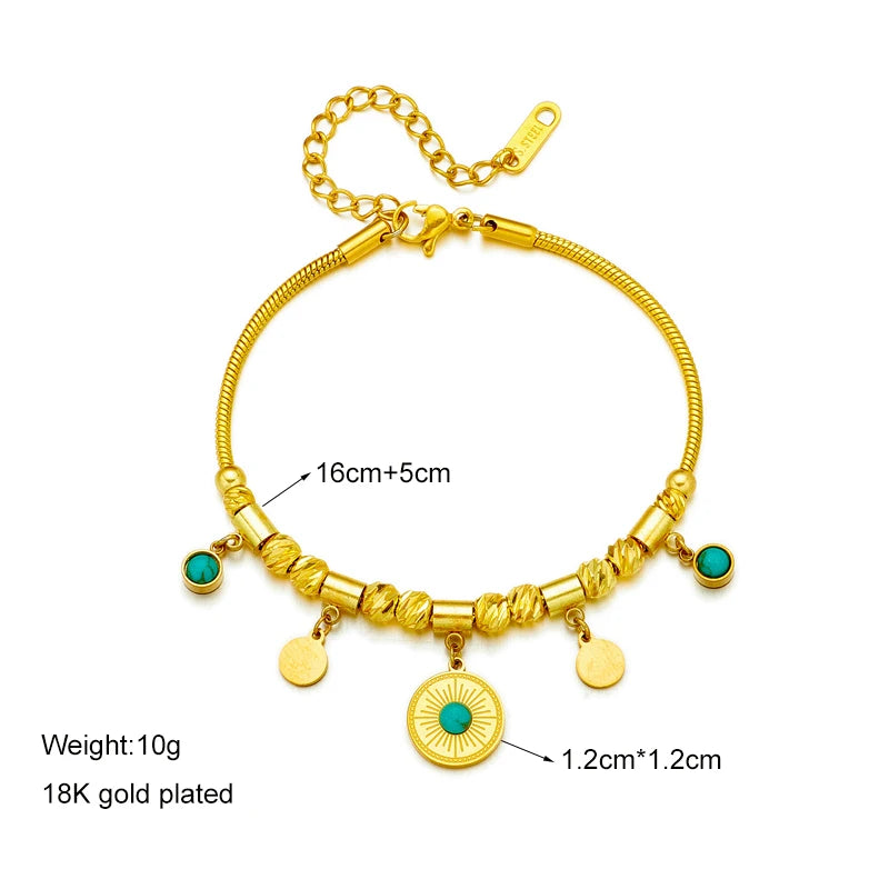 DIEYURO 316 Stainless Steel Butterfly Lightning Green Stone Charm Bracelet For Women Vintage Girls Multilayer Wrist Jewelry Gift