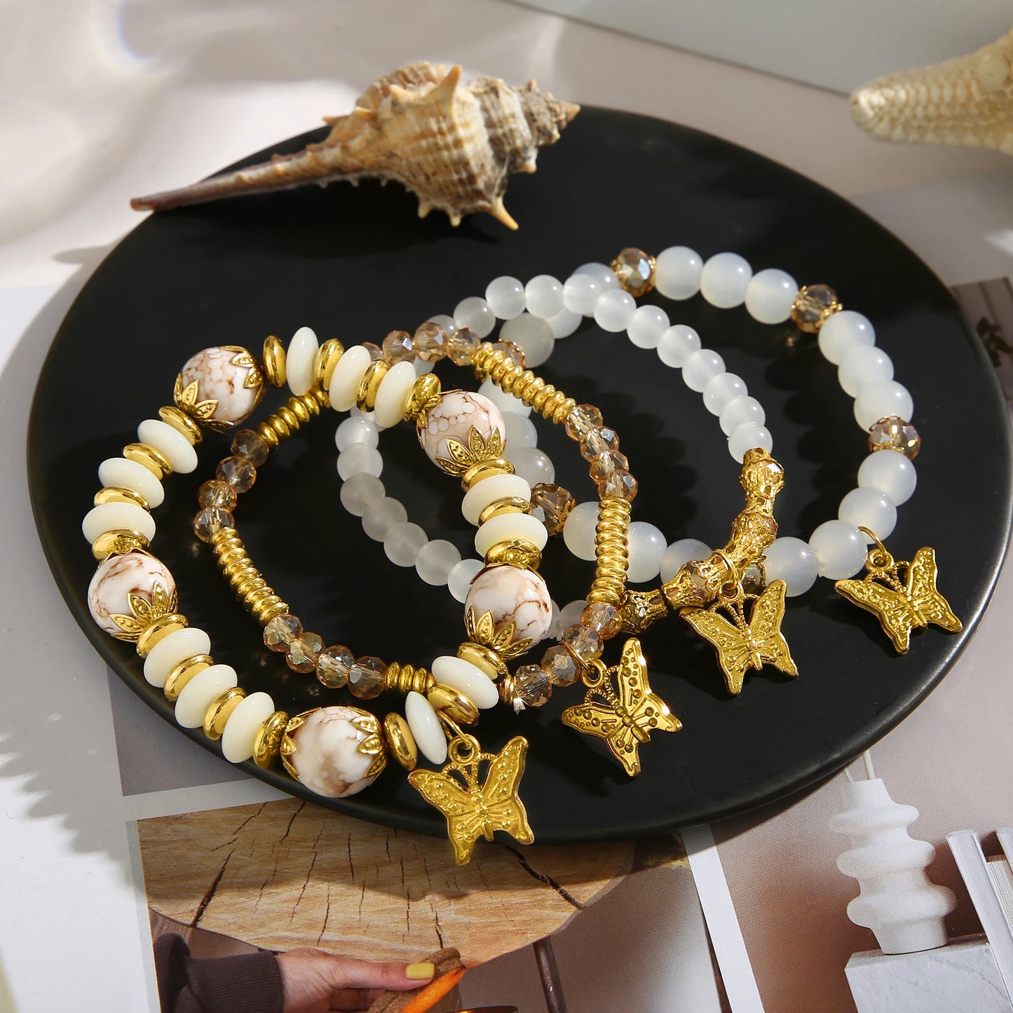 4pcs String Bead Lady Bracelet New Fashion Style Hand Chain Bracelet Set Four-piece Butterfly Bracelet