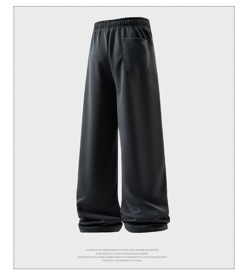 Wide Leg Pant Fashion Causal Breathable Men Sweatpant Male Autumn Versatile Elastic High Waist Drawstring Loose Straight Trouser