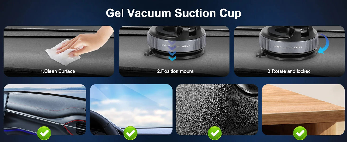 Vacuum Magnetic Suction Phone Holder, Foldable and Retractable Hands-Free Suction Cup Phone Mount for Car/Gym/Mirror/Smooth