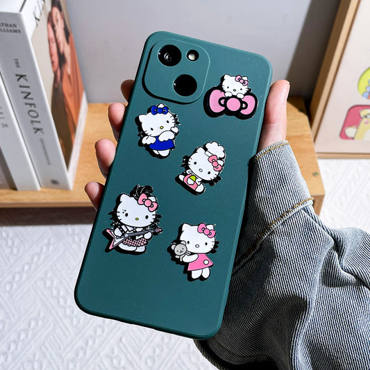 5 Pcs Fairy Tale Anime Sanrio Sticker Cute Hello Kitty Enamel Metal Backpack Mobile Accessories Gift For Friends
