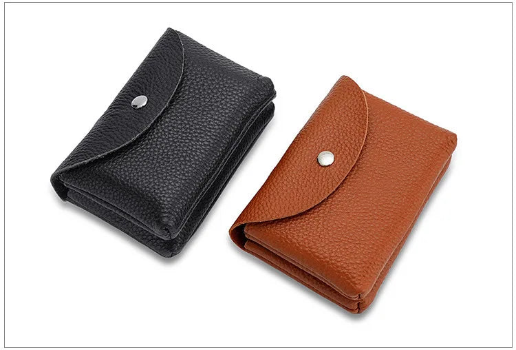 Genuine Leather Short Coin Wallets Card Holder Bag Case Portable Retro Cowhide Small Money Purse For Men Women Earphone Pouch