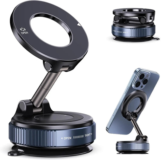Vacuum Magnetic Suction Phone Holder, Foldable and Retractable Hands-Free Suction Cup Phone Mount for Car/Gym/Mirror/Smooth