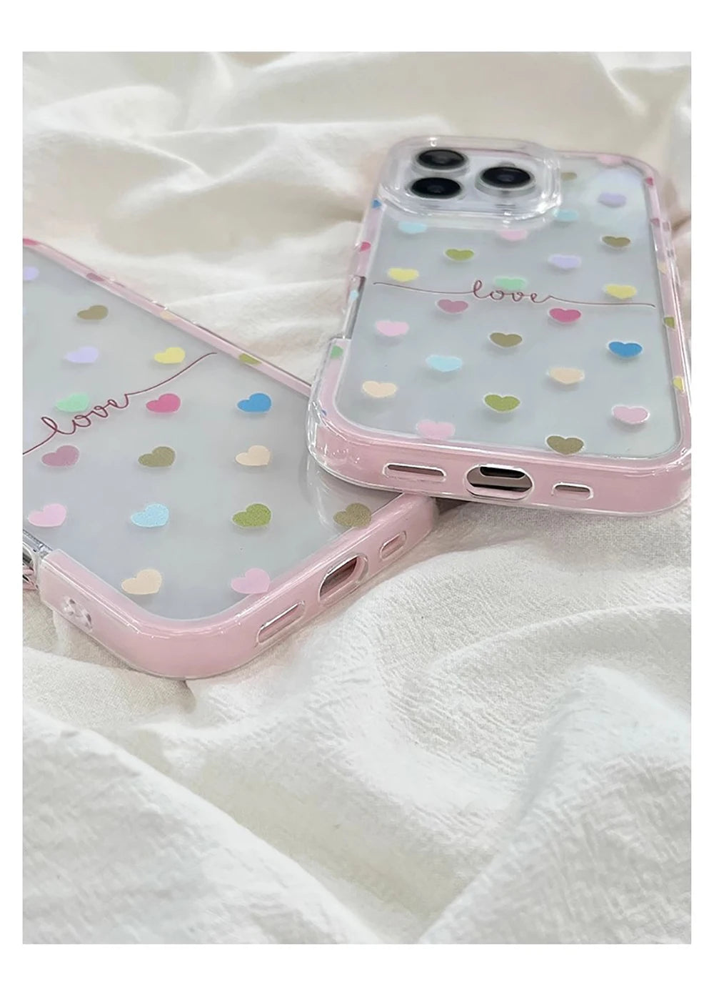 Cute Colorful Love Heart Phone Case for IPhone 13 Funda IPhone 16 15 14 Pro Max 15 pro Lovely Clear Silicone Soft Fashion Cover