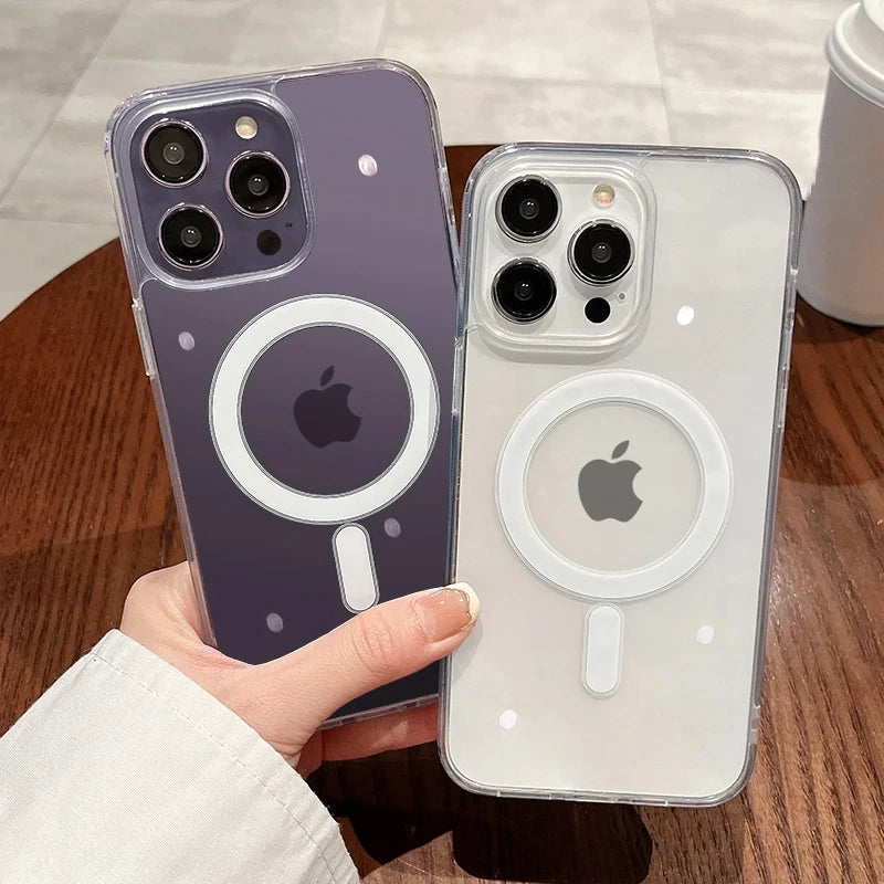 Phone case suitable for iPhone 11, 12, 13, 14, 15 Pro, non yellowing magnetic charging phone case