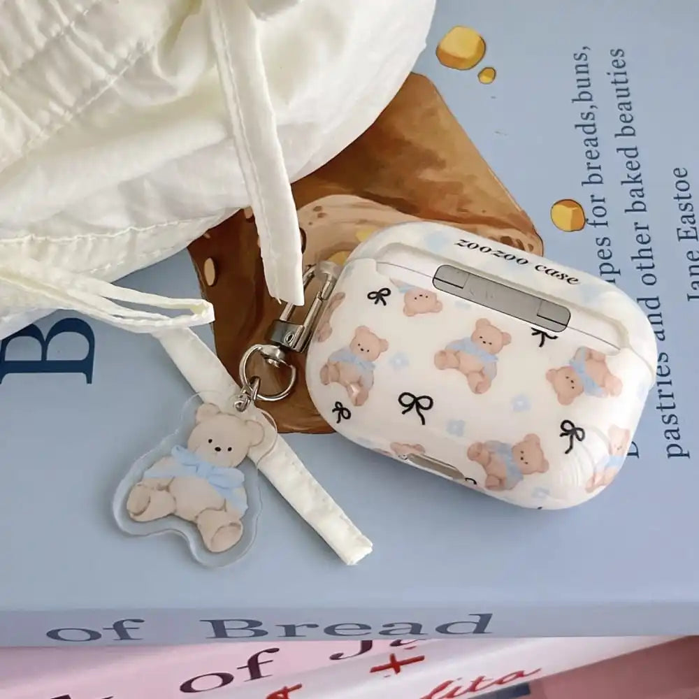 Hot Cute Cartoon Bear Earphone Protective Case for AirPods 1 2 3 4 Pro 2rd Soft Anti-fall Protect Cover with Lovely Pendant
