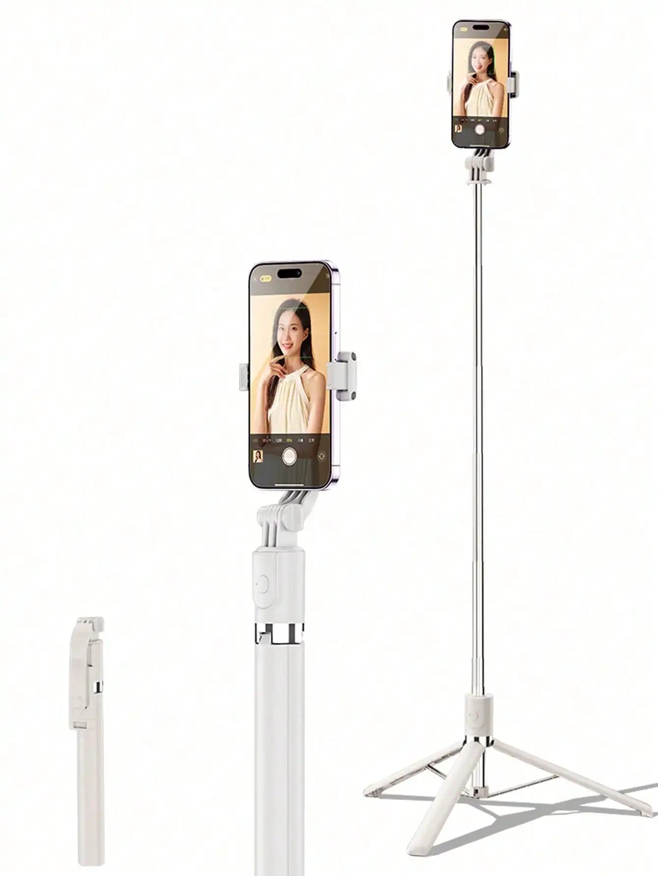 1700mm Bluetooth Selfie Stick with Tripod, Extendable Phone Stand for iPhone/Android, Foldable Monopod Remote for Stable Vloggin