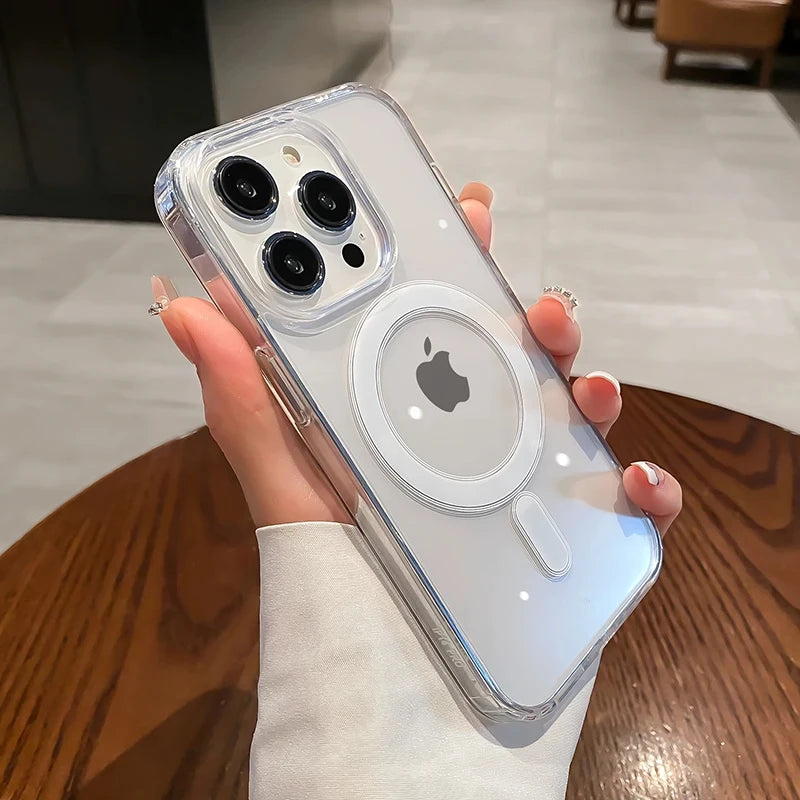 Phone case suitable for iPhone 11, 12, 13, 14, 15 Pro, non yellowing magnetic charging phone case
