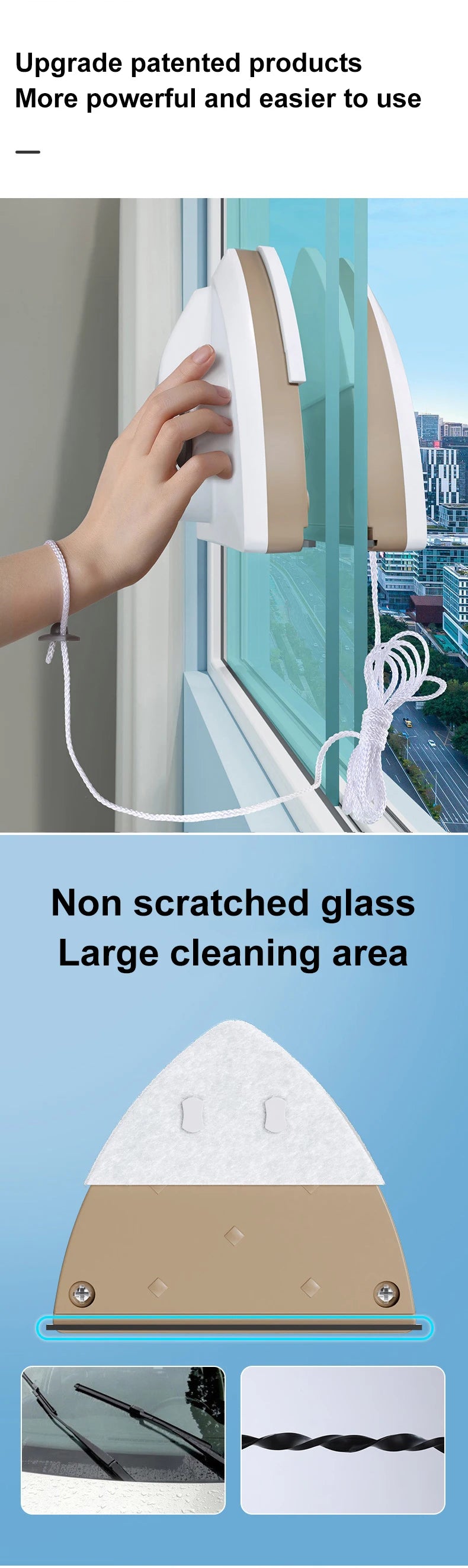 Magnetic Window Cleaner Brush Double-Side Automatic Water Discharge Wiper Glass Window Brush Cleaning Household Tools Cleaning