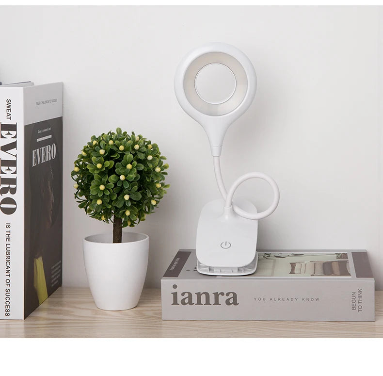 LED Desk Lamp Clip on Type USB Charging With Built In Lithium Battery Touch Dimming Student Learning Reading Table Lamp
