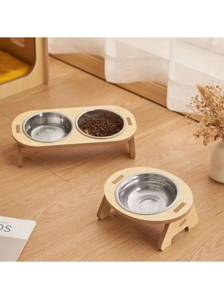 Pet Feeder Double Cat Food Bowl with Anti-Knockover Design Dog Water Feeding Container Cat Food Bowl Stander pet products