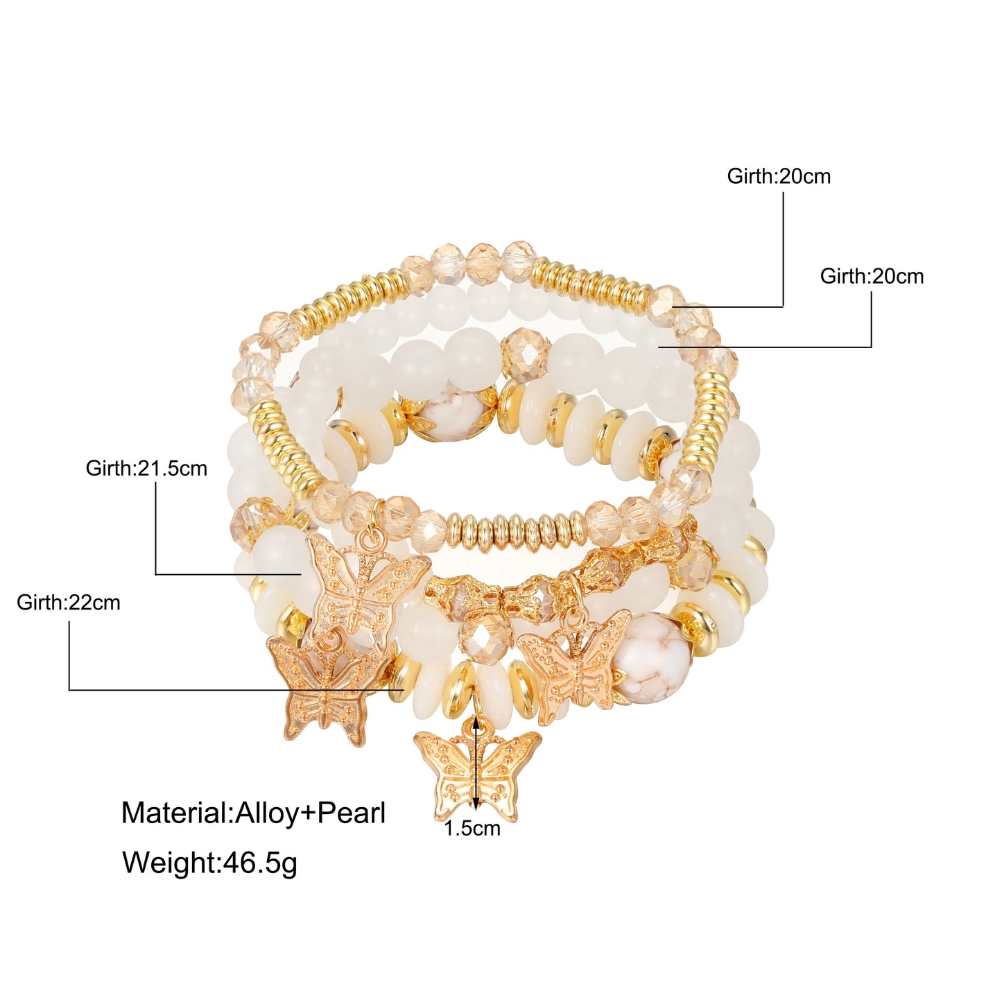 4pcs String Bead Lady Bracelet New Fashion Style Hand Chain Bracelet Set Four-piece Butterfly Bracelet