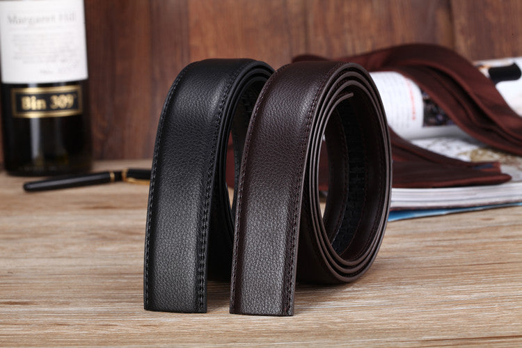Men's Automatic Buckle Belts No Buckle 3.5cm Belt Body without Buckle High Quality Male PU Leather Strap Jeans Belt Wide