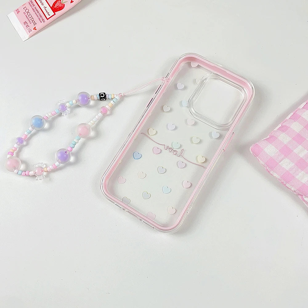 Cute Colorful Love Heart Phone Case for IPhone 13 Funda IPhone 16 15 14 Pro Max 15 pro Lovely Clear Silicone Soft Fashion Cover