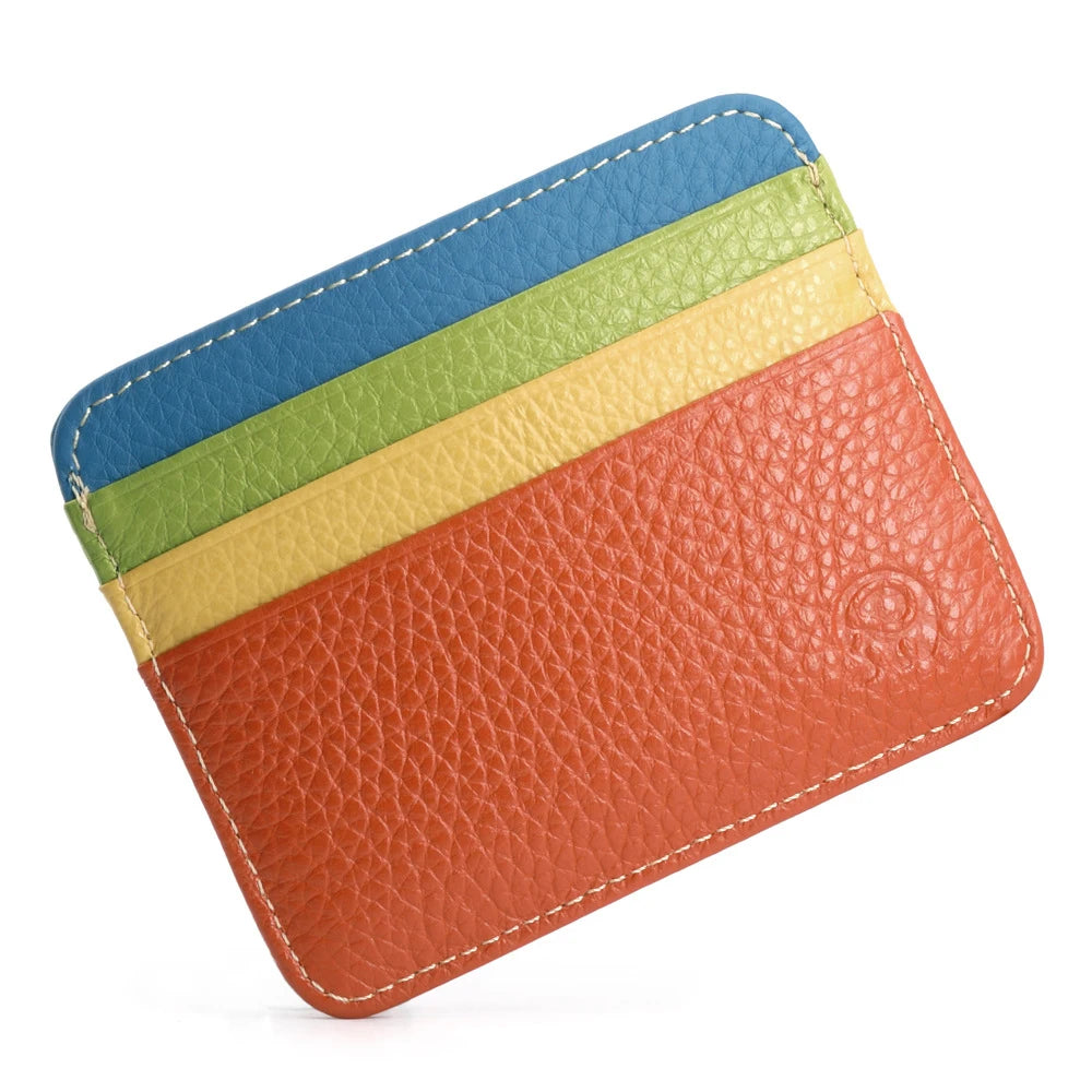 New Thin Genuine Leather Mini Wallet Slim Bank Credit Card Holder Men's Business Small ID Case For Man Purse 6 Slots Cardholder