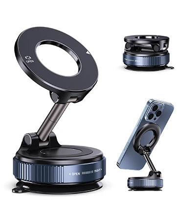 Vacuum Magnetic Suction Phone Holder, Foldable and Retractable Hands-Free Suction Cup Phone Mount for Car/Gym/Mirror/Smooth
