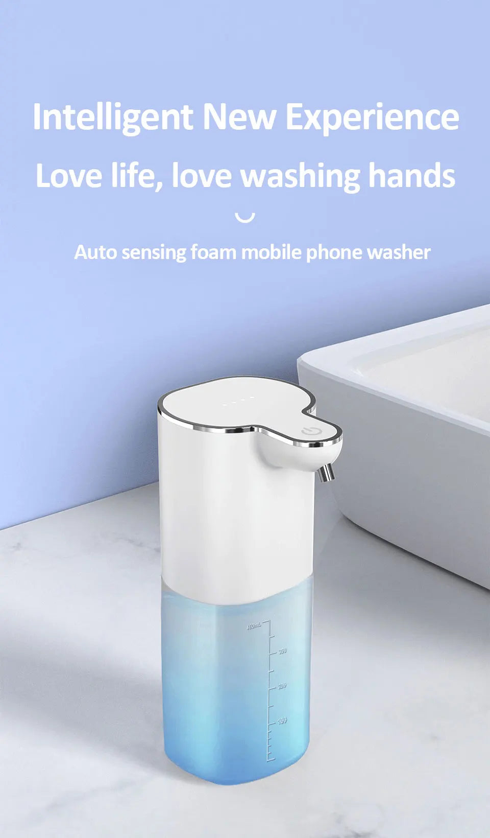 Automatic Foam Soap Dispensers 400ml 4-Gears Bathroom Smart Washing Hand Machine USB Rechargeable Touchless Hand Sanitizers