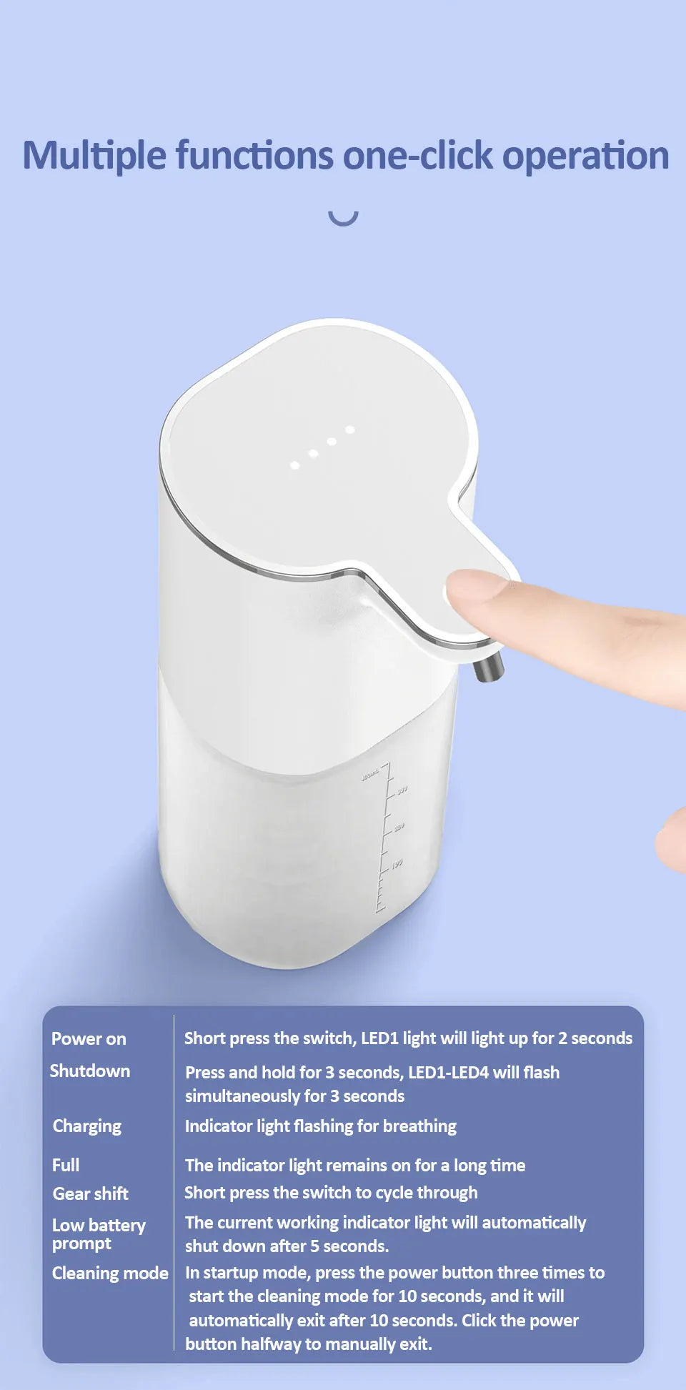 Automatic Foam Soap Dispensers 400ml 4-Gears Bathroom Smart Washing Hand Machine USB Rechargeable Touchless Hand Sanitizers