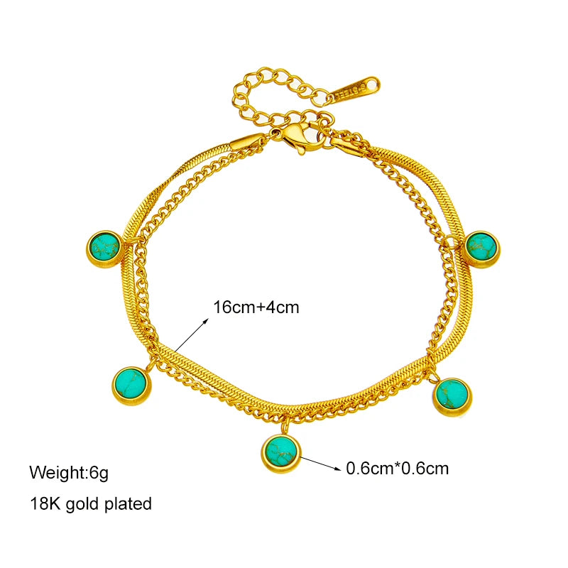 DIEYURO 316 Stainless Steel Butterfly Lightning Green Stone Charm Bracelet For Women Vintage Girls Multilayer Wrist Jewelry Gift