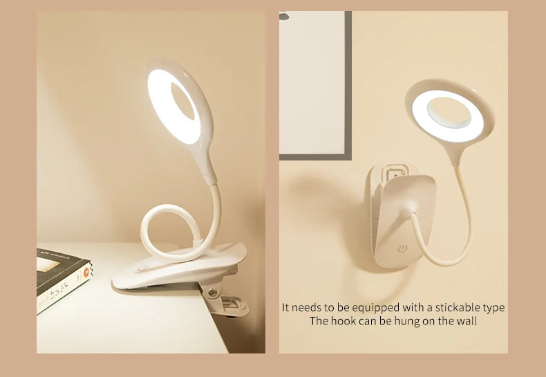 LED Desk Lamp Clip on Type USB Charging With Built In Lithium Battery Touch Dimming Student Learning Reading Table Lamp