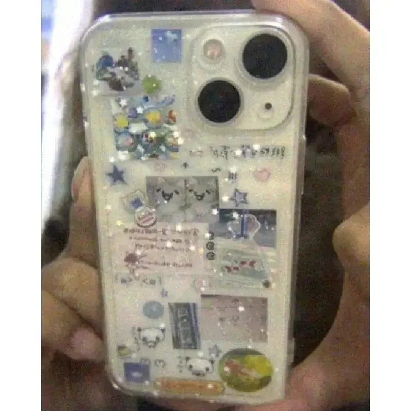 Korean Creative Splicing Graffiti Star Phone Case for IPhone 15 14 11 12 13 Pro Max Kawaii Cute Phone Case for IPhone XR XS MAX