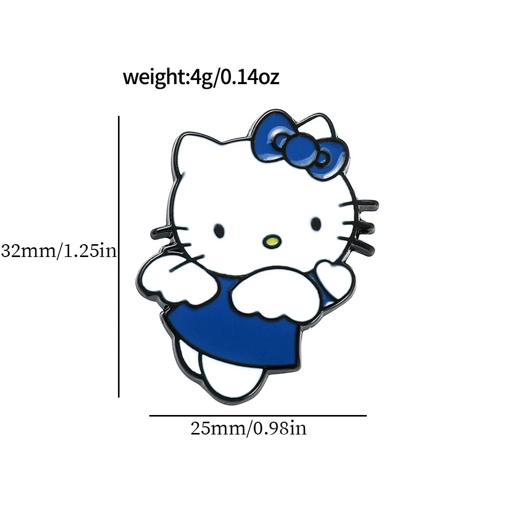 5 Pcs Fairy Tale Anime Sanrio Sticker Cute Hello Kitty Enamel Metal Backpack Mobile Accessories Gift For Friends