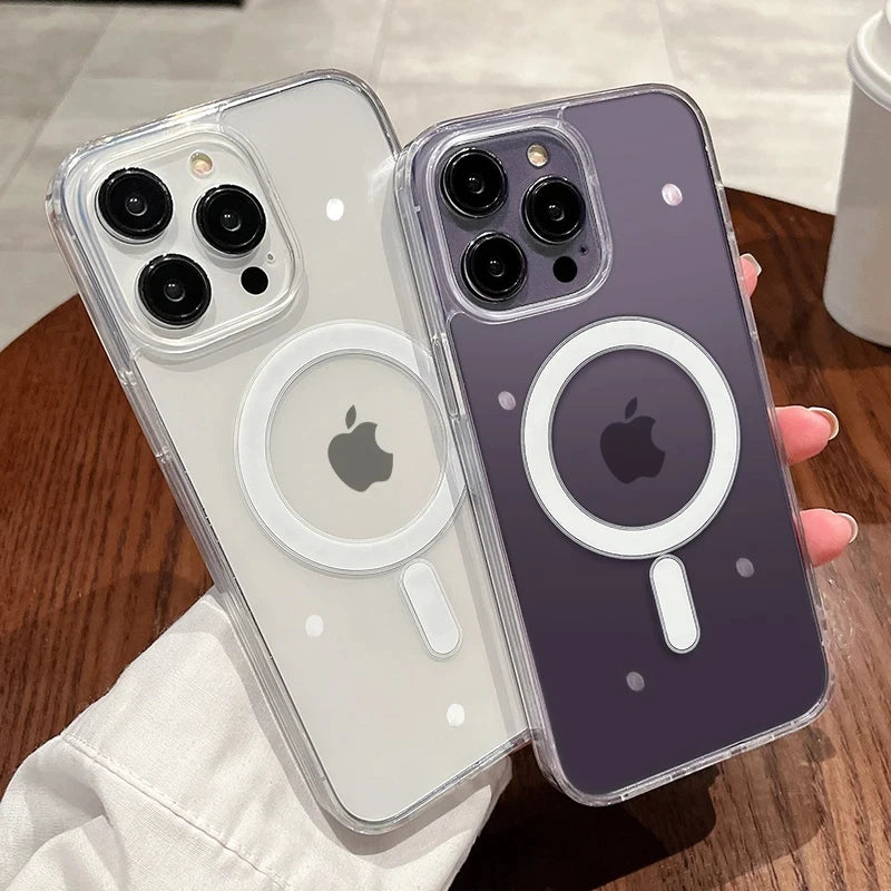 Phone case suitable for iPhone 11, 12, 13, 14, 15 Pro, non yellowing magnetic charging phone case