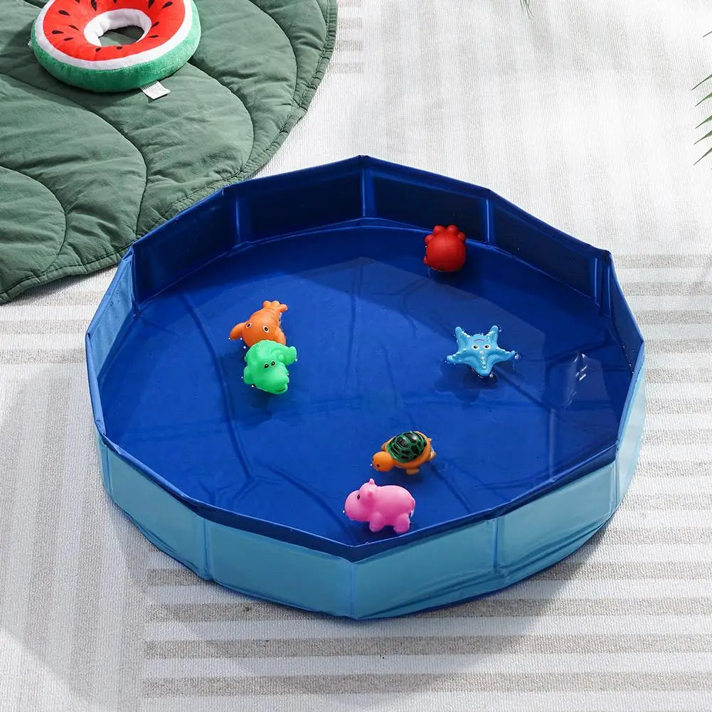 Foldable Dog Bath Swimming Pool Cat Pool Toy With Fish-Water Endless Self Play Interactive Cat Toys Pet Cleaning Water Basin