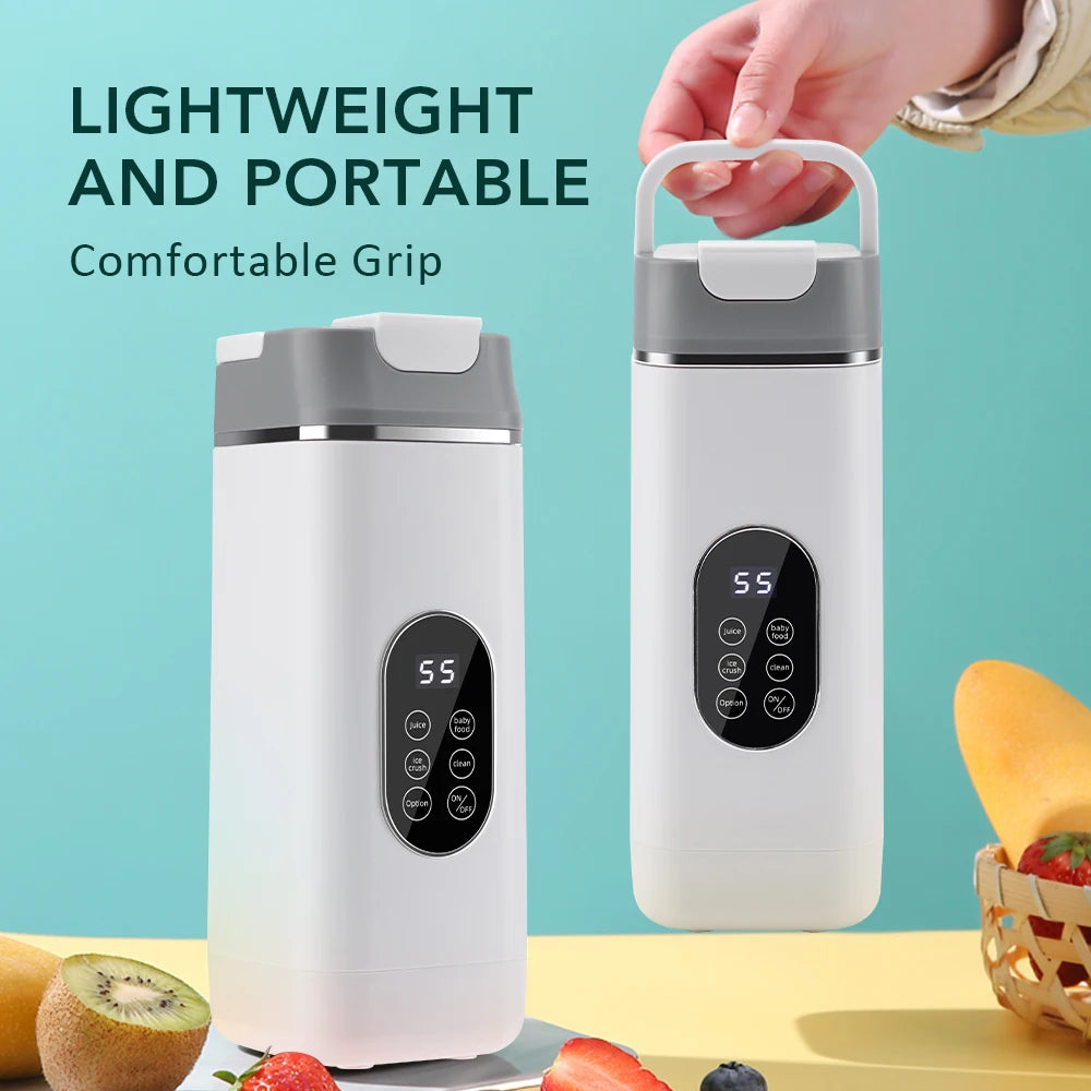 Electric Blender Fruit Juice Cup 12 Blades Crushed Ice Juiceing Cup for Smoothies and Shakes LED Display Portable Juicer Mixer