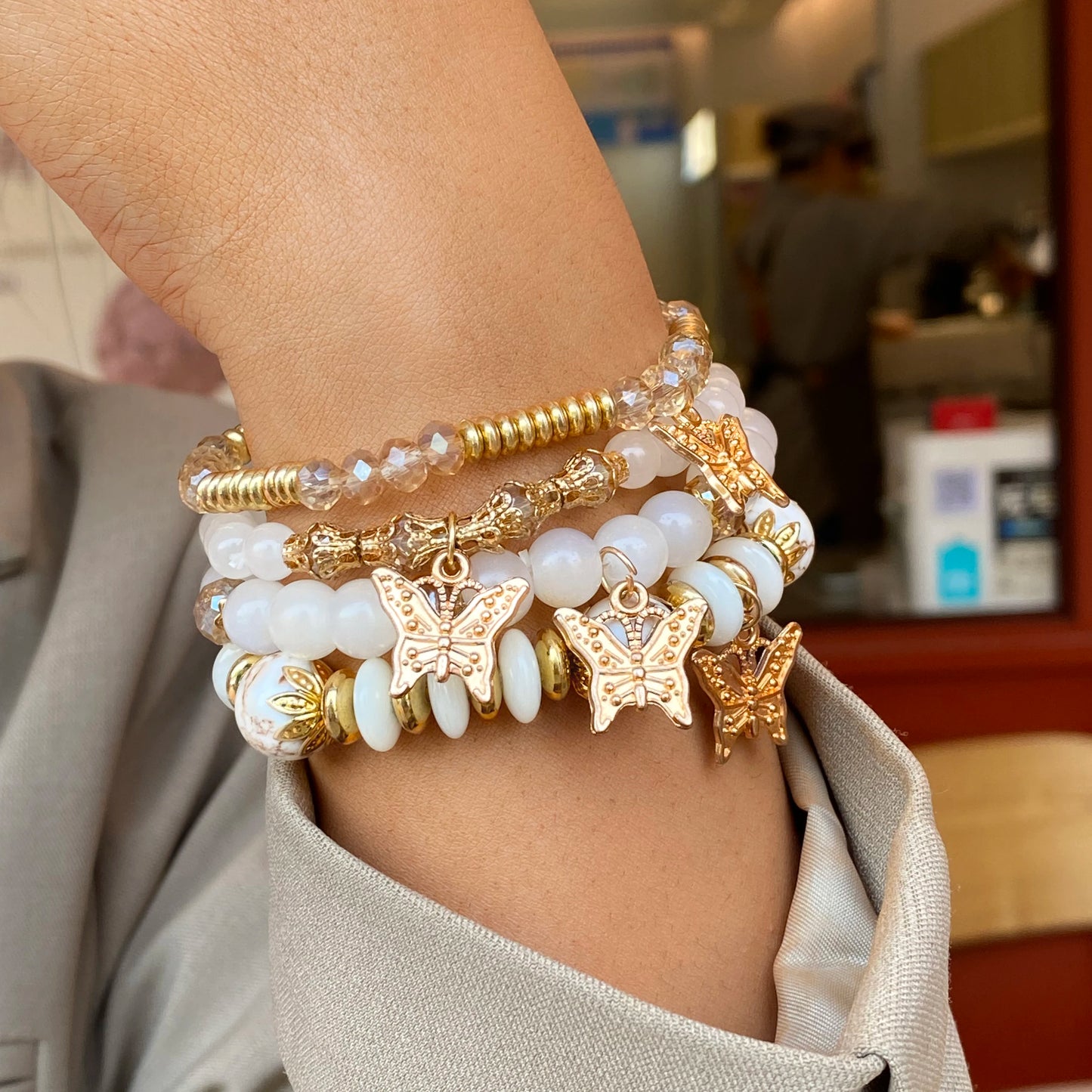 4pcs String Bead Lady Bracelet New Fashion Style Hand Chain Bracelet Set Four-piece Butterfly Bracelet