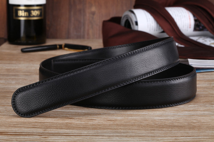Men's Automatic Buckle Belts No Buckle 3.5cm Belt Body without Buckle High Quality Male PU Leather Strap Jeans Belt Wide