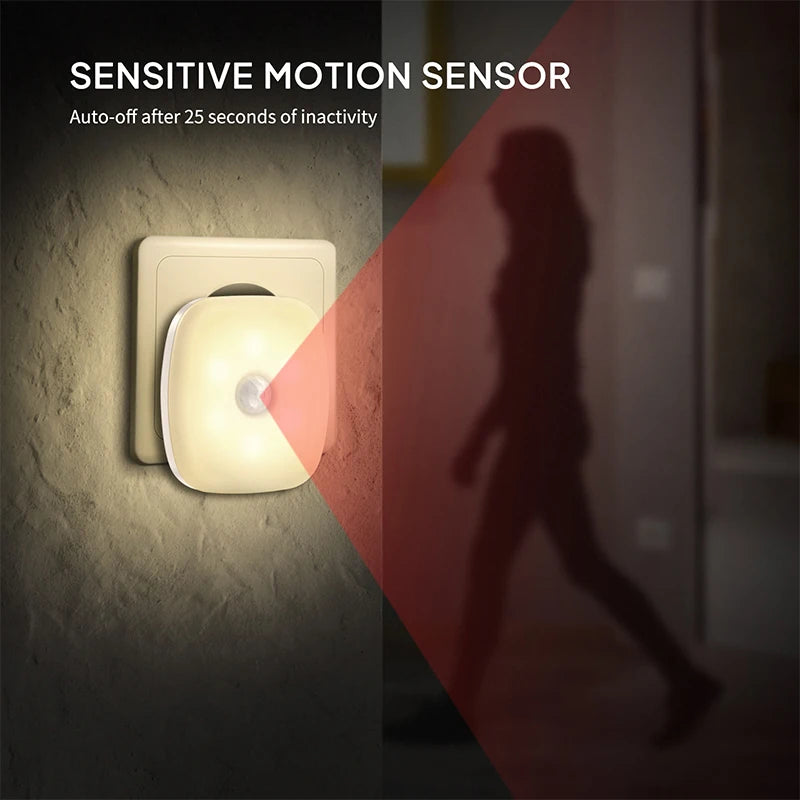 1/2pcs Wireless LED Night Light Motion Sensor EU Plug Children's Nights Light Night Lamp For Home Bedsides Table Bedroom Hallway