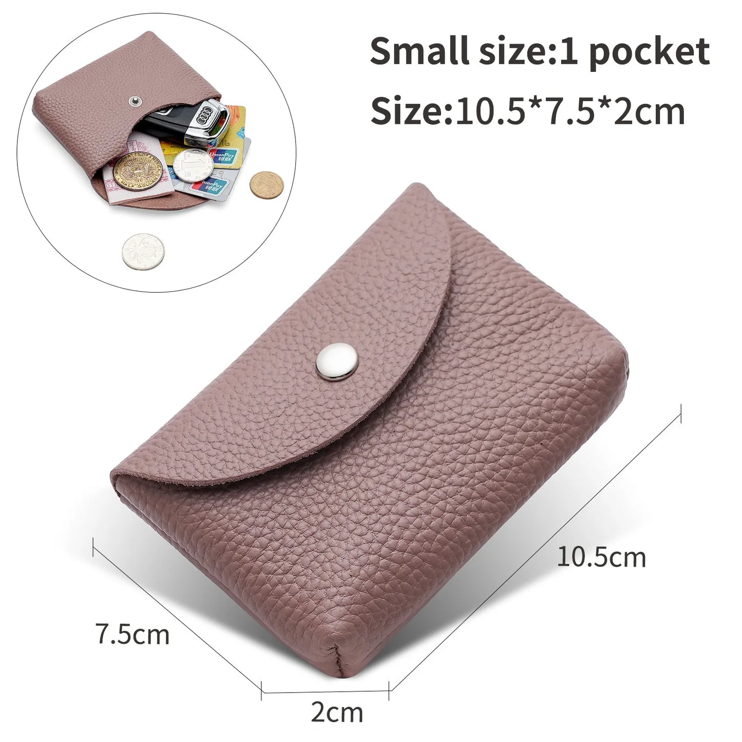Genuine Leather Short Coin Wallets Card Holder Bag Case Portable Retro Cowhide Small Money Purse For Men Women Earphone Pouch