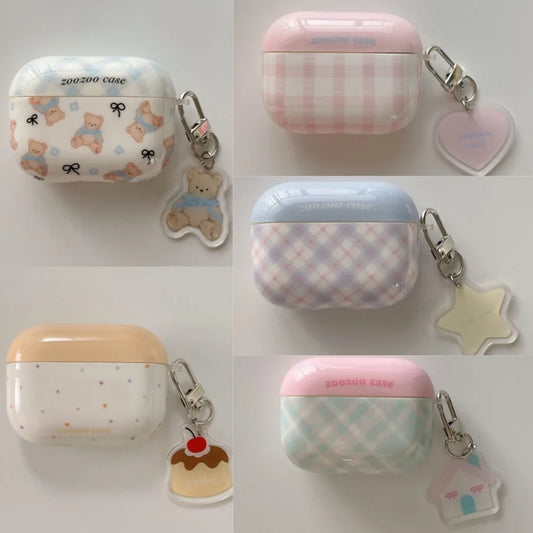 Hot Cute Cartoon Bear Earphone Protective Case for AirPods 1 2 3 4 Pro 2rd Soft Anti-fall Protect Cover with Lovely Pendant