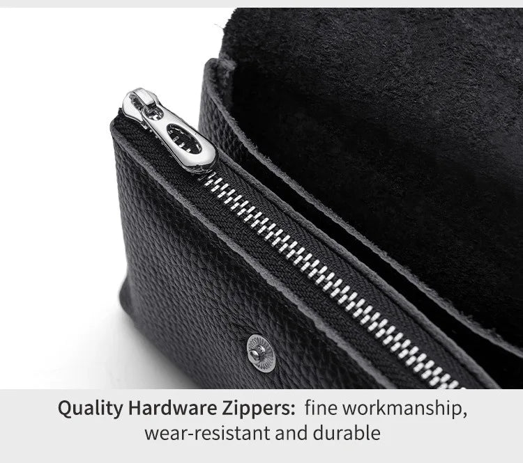 Genuine Leather Short Coin Wallets Card Holder Bag Case Portable Retro Cowhide Small Money Purse For Men Women Earphone Pouch