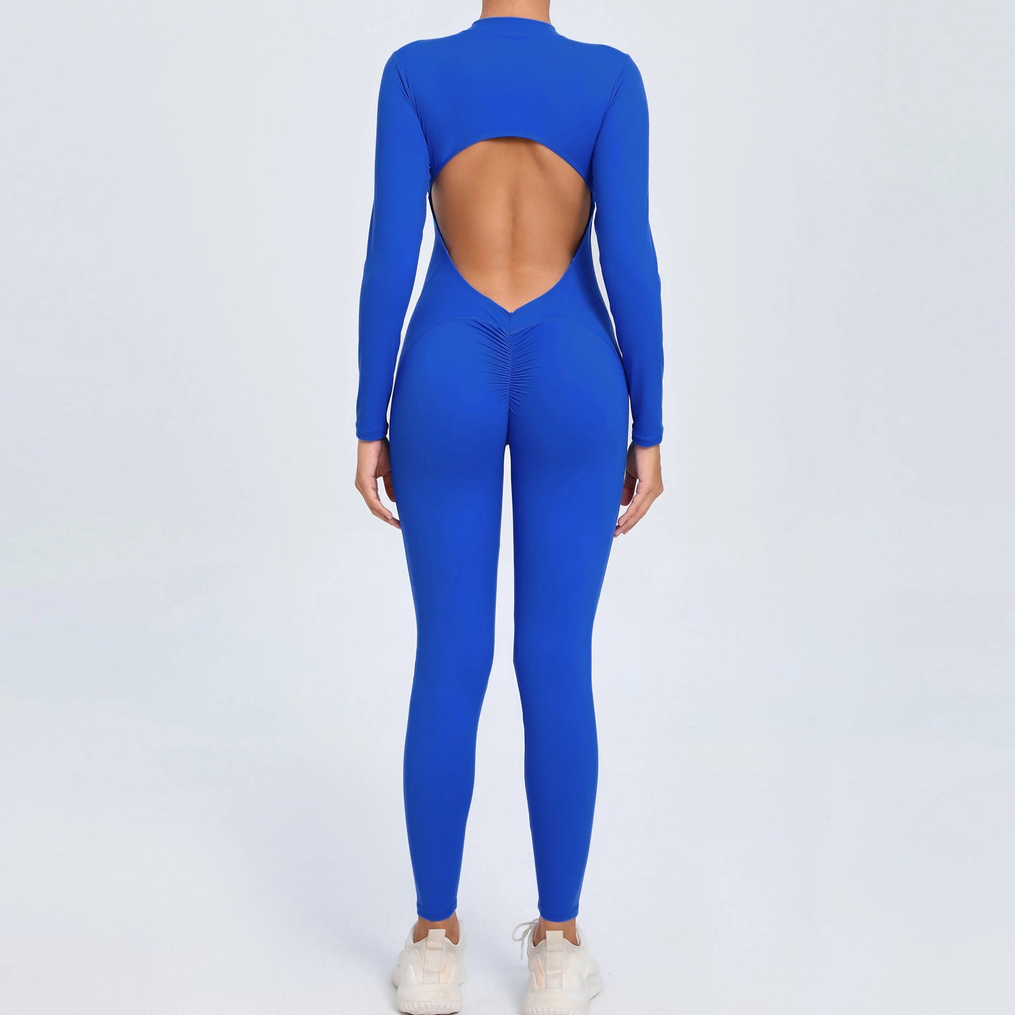 Women Sportwear Yoga Jumpsuit Zip Long Sleeve Back Open Outfit Fitness Tracksuit Tight One-piece Gym Overalls Sports Bodysuit