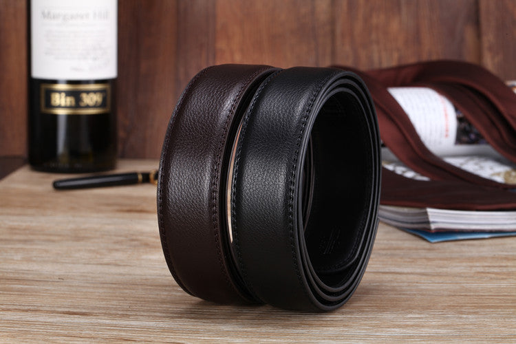Men's Automatic Buckle Belts No Buckle 3.5cm Belt Body without Buckle High Quality Male PU Leather Strap Jeans Belt Wide