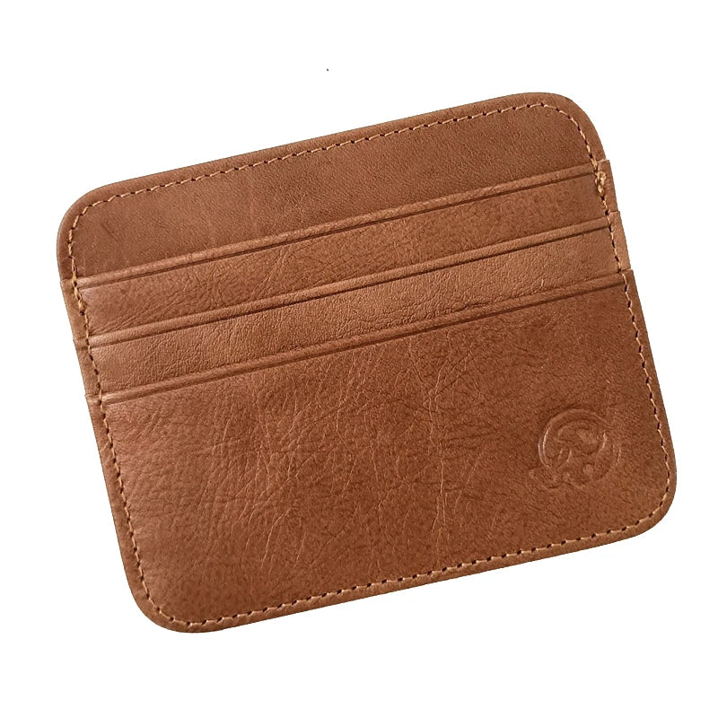 New Thin Genuine Leather Mini Wallet Slim Bank Credit Card Holder Men's Business Small ID Case For Man Purse 6 Slots Cardholder