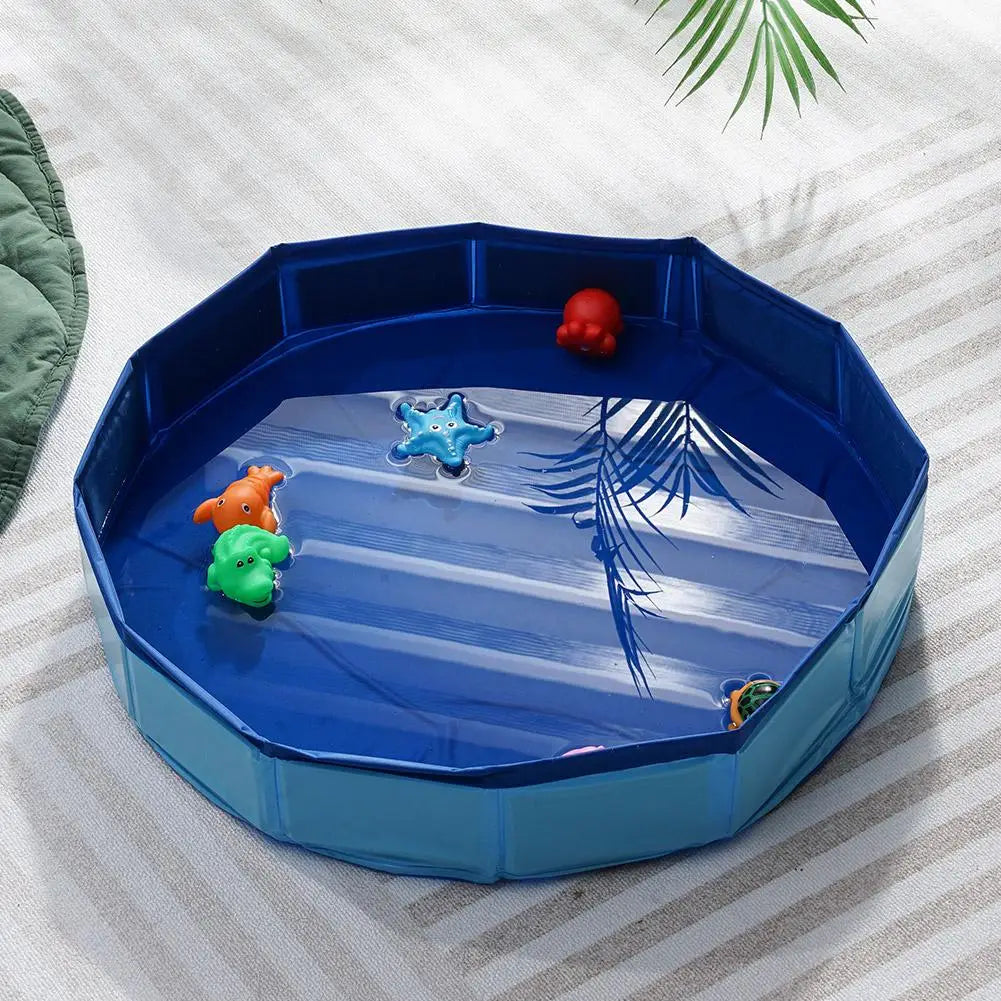 Foldable Dog Bath Swimming Pool Cat Pool Toy With Fish-Water Endless Self Play Interactive Cat Toys Pet Cleaning Water Basin