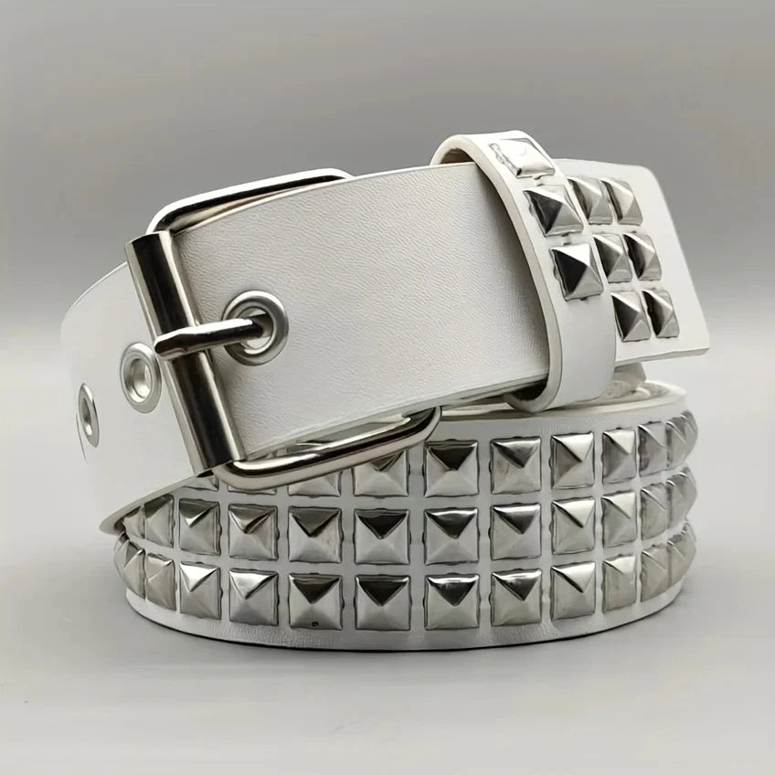2024New Square Bead Rivet Belt Metal Pyramid Belt Men and Women Punk Hardware Jeans Belt Y2K Belt Designer Belt Women's Belts