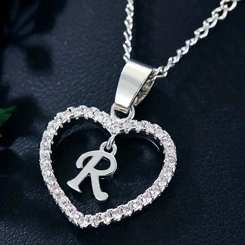 Bohemian Style Heart-shaped Letter Pendant Necklace, Wedding Party Gift For Men And Women,Delicate Gift for Men And Women